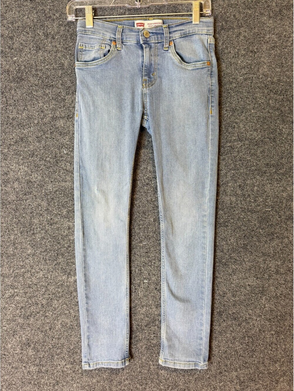 Levis 510 Performance Skinny Jeans Boys Size 12 Light Wash Denim Adjustable Wais